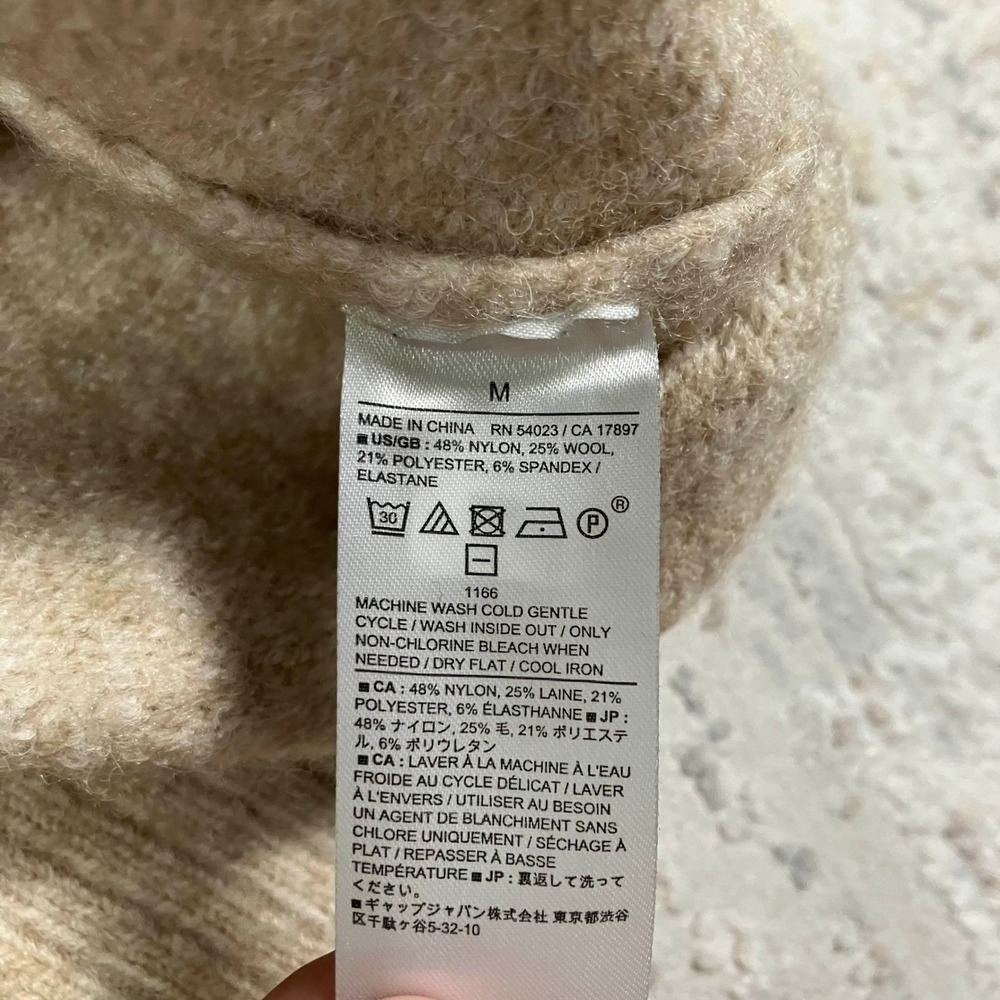 Banana Republic Womens Tan Wool Blend Mock Neck Sweater Medium - Picture 4 of 11